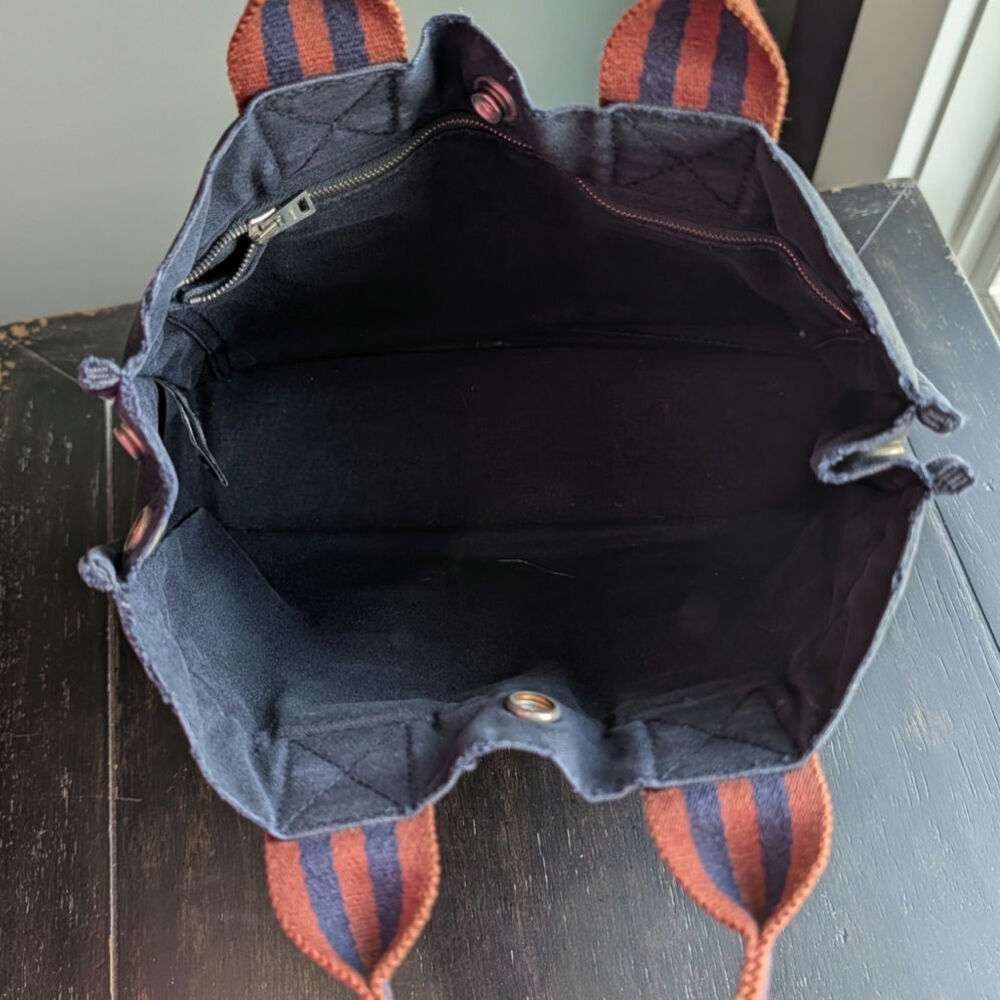 Vintage HERMES Navy Fourre Tout Canvas Tote Bag - Picture 6 of 7
